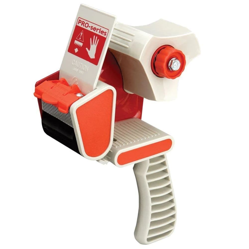 Tape Dispenser" Industrial red pistol grip parcel tape dispenser for heavy-duty box sealing and warehouse packing UK