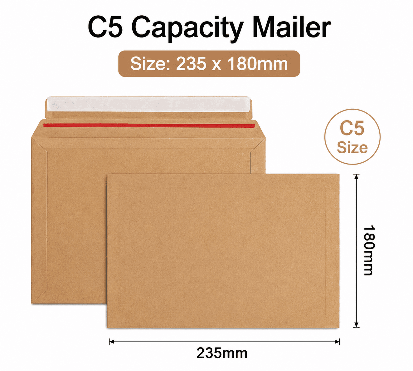180 x 235mm C5 Kraft Paperboard Capacity Mailer Envelope