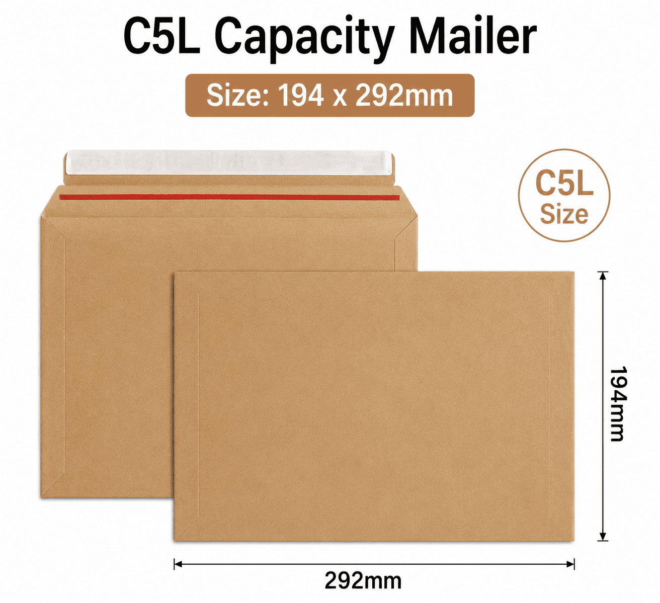 194 x 292mm C5L Kraft Paperboard Capacity Mailer Envelopes