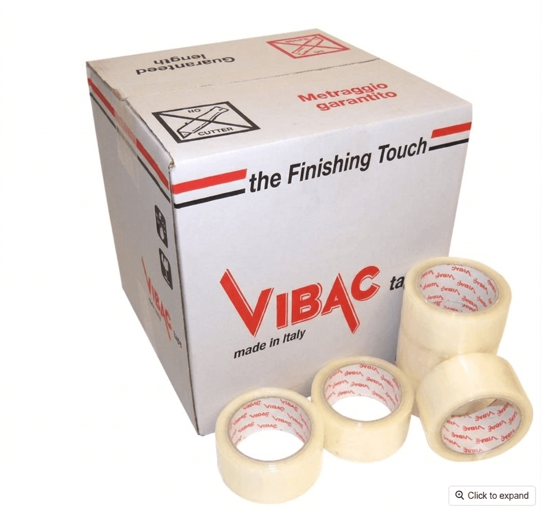 Vibac Clear Tape (Box of 36) Box of 36 rolls of high-clarity Vibac clear packing tape for professional shipping and labeling UK